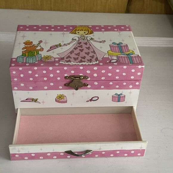 Childrens Princess Mirrored Musical Jewelry Box Twirling Princess Pink Cute - Picture 3 of 10